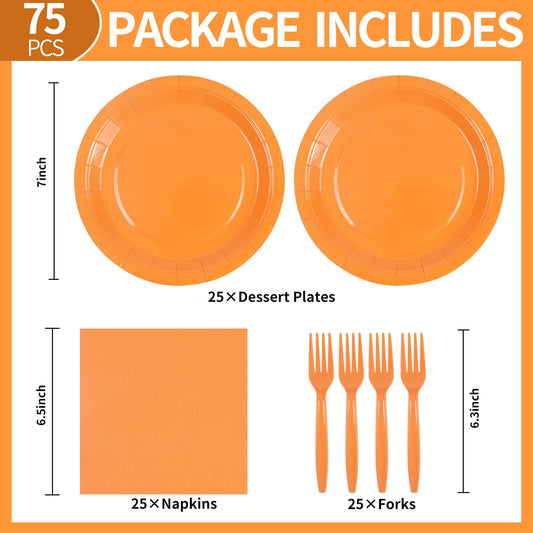 75Pcs Sage Green Paper Plates and Napkins Party Supplies Set with Gold Forks, Disposable Tableware for Birthday, Wedding and Christmas, Serves 25