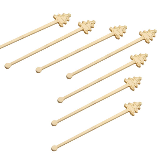 60Pcs Bamboo Coffee Stirrers, 6.9 Inch Biodegradable Christmas Drink Stirrers for Office, Lounge and Holiday Beverages