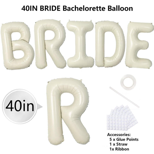 33PCS Bachelorette Party Decorations Set 40 inch Beige Bride Balloons