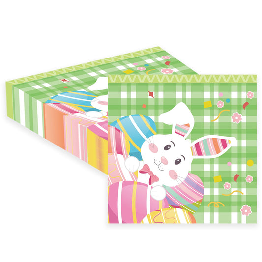 50pcs Happy Easter Napkins,Spring Bunny Eggs Bathroom Napkins Paper Hand Towels Rabbit Decorative Paper Napkins for Holiday Kitchen Party Dinner- 6.5 x 6.5 Inch