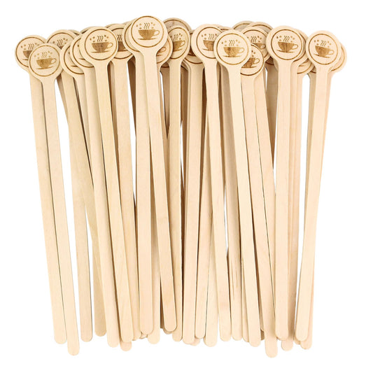 100Pcs Wooden Coffee Stirrers, 7 Inch Disposable Birch Wood Stir Sticks with Round Ends for Coffee, Cocktails, Milk and Tea