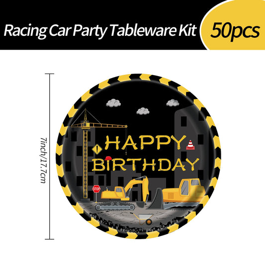 50PCS Father's Day Paper Plates, 7-Inch Disposable Dessert Plates for Party & Tableware Supplies