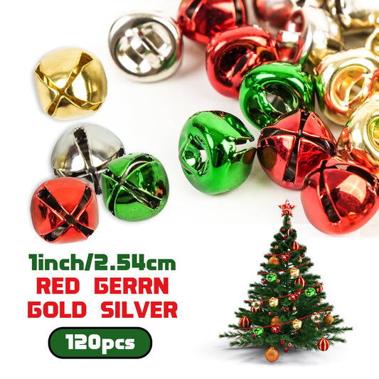 120Pcs Jingle Bells for Crafts 3/5 Inch, 4 Color Mix DIY Bells for Christmas Pet and Party Decorations and Home