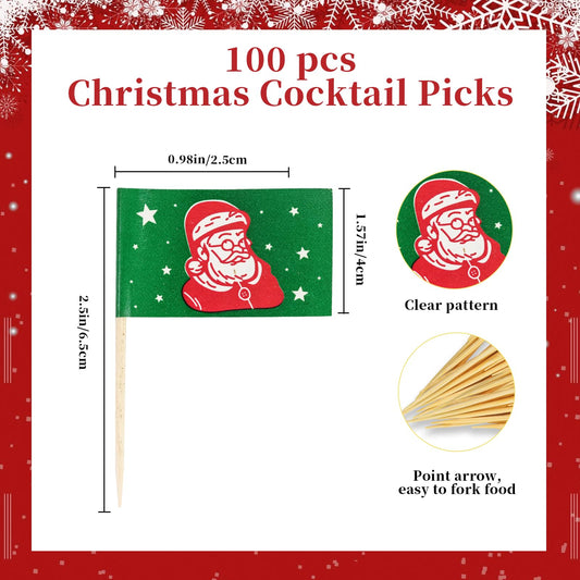 100 Pack USA American Flag US Toothpick Flags, Cocktail Picks Mini Stick Cupcake Toppers Country Picks Party Decoration Celebration Cocktail Food Bar Cake Flags for Appetizers Party Supplies