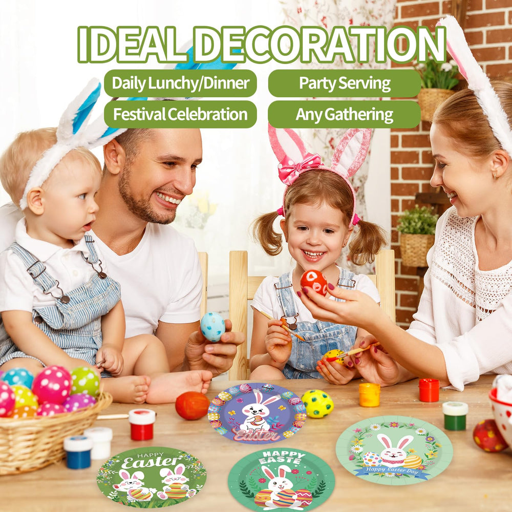 EVYIENEN 48 pcs Happy Easter Paper Plates,7Inch Dessert Plates Decorative Spring Bunny Egg Dinnerware Tableware for Easter Kids Adult Party Supplies Decorations(4 Designs) β image 6