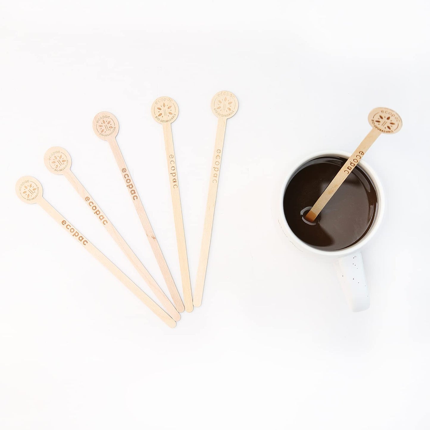 Wooden Coffee Stirrer Sticks Disposable Environmentally Friendly Biodegradable Cafe Grade Beverage Stir Sticks for 7 InchCoffee Milk Cocktail Tea (200PCS)