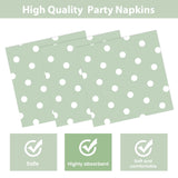EVYIENEN 50PCS Sage Green Polka Dot Paper Plates and Napkins Party Supplies, Green and White Party Plates and Napkins Tableware Set for Birthday Bridal & Baby Shower Wedding Party Decoration