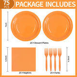 75Pcs Sage Green Paper Plates and Napkins Party Supplies Set with Gold Forks, Disposable Tableware for Birthday, Wedding and Christmas, Serves 25