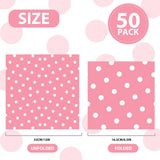 50pcs White Polka Dot Pink Napkins, Disposable 2-Ply Cocktail & Happy Birthday Napkins, Polka Dot Party Decorations for Wedding Baby Shower Birthday Bridal Party