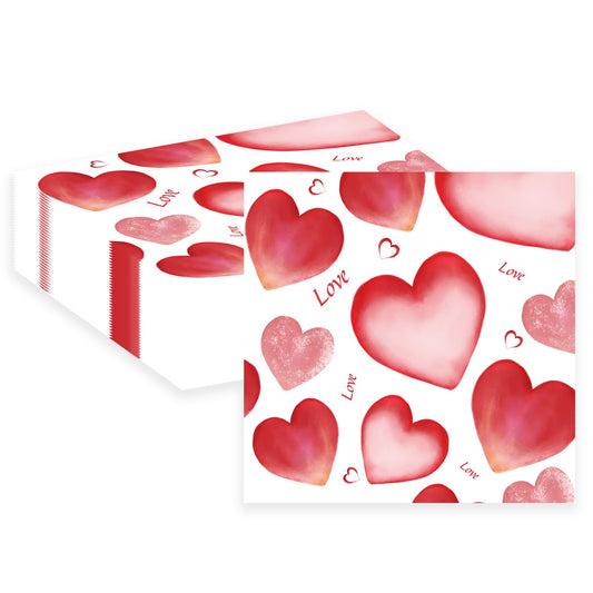 50 Pcs Valentine's Paper Napkins,Love Heart Dinner Napkins Decorative Paper Hand Towels for Wedding Birthday Valentine’s Party Supplies-6.5 x 6.5 Inch
