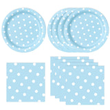 EVYIENEN 50PCS Blue Polka Dot Paper Plates and Napkins Party Supplies, Blue and White Party Plates and Napkins Tableware Set for Birthday Bridal & Baby Shower Wedding Party Decoration
