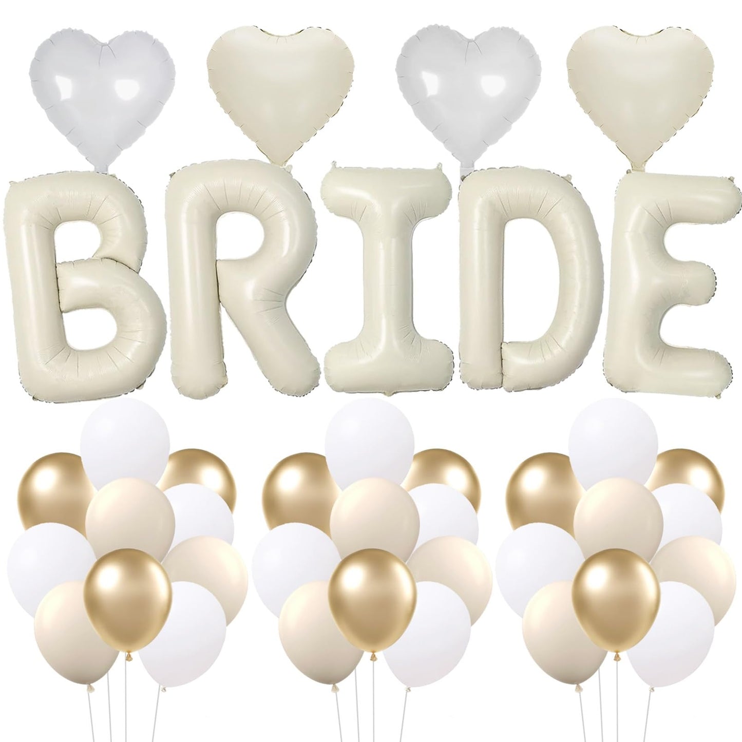 33PCS Bachelorette Party Decorations Set 40 inch Beige Bride Balloons