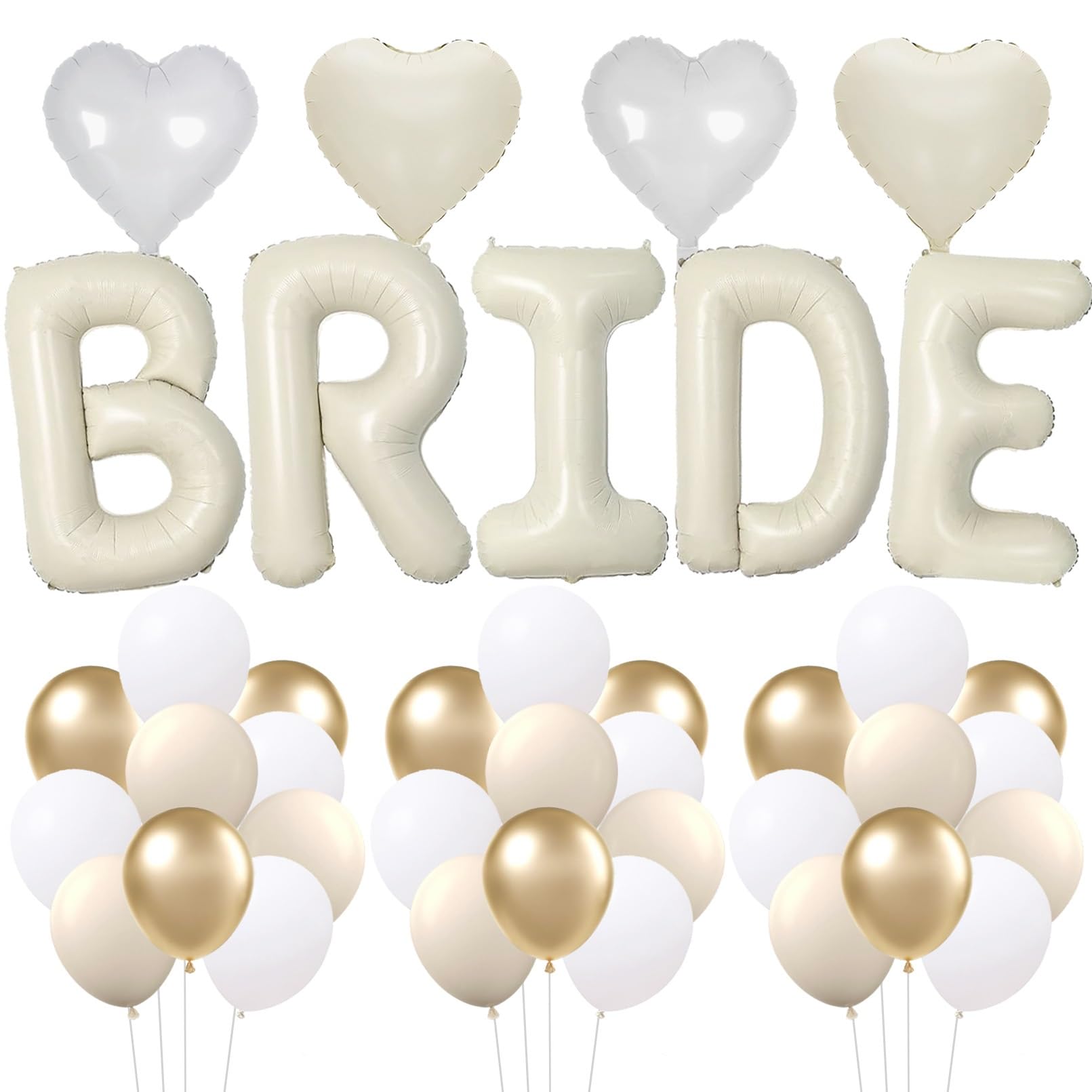 33PCS Bachelorette Party Decorations Set 40 inch Beige Bride Balloons
