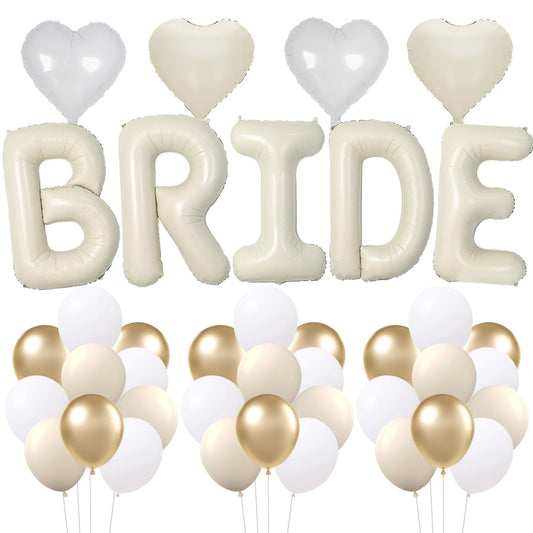 33PCS Bachelorette Party Decorations Set 40 inch Beige Bride Balloons