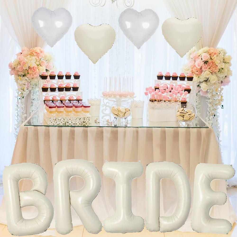 33PCS Bachelorette Party Decorations Set 40 inch Beige Bride Balloons
