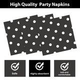 EVYIENEN 50PCS Black Polka Dot Paper Plates and Napkins Party Supplies, Black and White Party Plates and Napkins Tableware Set for Birthday Bridal & Baby Shower Wedding Party Decoration