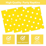 EVYIENEN 50PCS Yellow Polka Dot Paper Plates and Napkins Party Supplies, Yellow and White Party Plates and Napkins Tableware Set for Birthday Bridal & Baby Shower Wedding Party Decoration