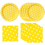 EVYIENEN 50PCS Yellow Polka Dot Paper Plates and Napkins Party Supplies, Yellow and White Party Plates and Napkins Tableware Set for Birthday Bridal & Baby Shower Wedding Party Decoration