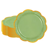 EVYIENEN 50 Pcs Sage Green Paper Plates,7 Inches Gold Foil Disposable Scalloped Paper Party Plates for Cake Dessert Halloween Fall Thanksgiving Birthday Wedding Baby Shower Party Decorations