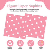 50pcs White Polka Dot Pink Napkins, Disposable 2-Ply Cocktail & Happy Birthday Napkins, Polka Dot Party Decorations for Wedding Baby Shower Birthday Bridal Party