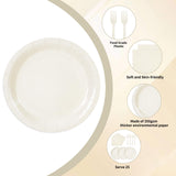 75PCS Paper Plates and Napkins Set, Lvory White Party Supplies Disposable Dinnerware Includes Paper Plates Napkins Forks Decorations for Birthday,Weddings