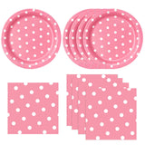 EVYIENEN 50PCS Pink Polka Dot Paper Plates and Napkins Party Supplies, Pink and White Party Plates and Napkins Tableware Set for Birthday Bridal & Baby Shower Wedding Party Decoration