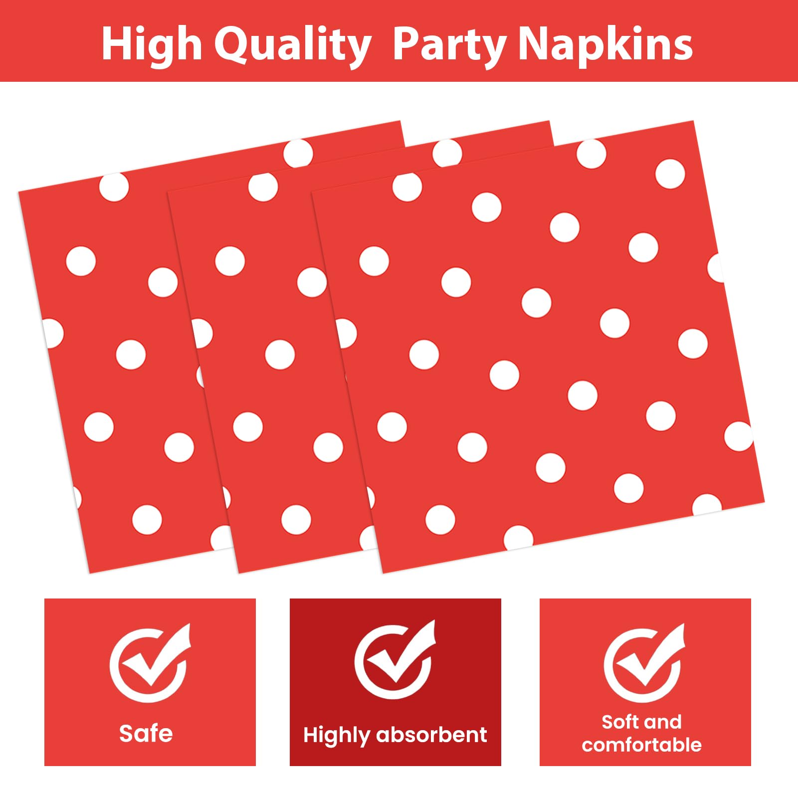 EVYIENEN 50PCS Red Polka Dot Paper Plates and Napkins Party Supplies,Red and White Party Plates and Napkins Tableware Set for Birthday Bridal & Baby Shower Wedding Party Decoration