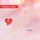 100 Counts Pink Heart Cocktail Picks，4.7 Inch Handmade Bamboo Cocktail Toothpicks for,Birthday,Wedding, Day Decoration Party Supplies