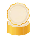 50 Pcs Yellow Scalloped Paper Plates – 7 Inch Gold Foil Dessert Plates for Birthdays, Baby Showers & Summer Parties