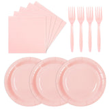 75PCS Paper Plates and Napkins Set, Pink Party Supplies Disposable Dinnerware Includes Paper Plates Napkins Forks Decorations for Birthday,Weddings