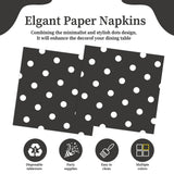 50pcs White Polka Dot Black Napkins, Disposable 2-Ply Cocktail & Happy Birthday Napkins, Polka Dot Party Decorations for Wedding Baby Shower Birthday Bridal Party