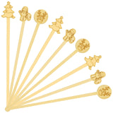 60PCS Bamboo Coffee Stirrers, 6.9 Inch Biodegradable Disposable Drink Stirrers – Santa Claus Christmas Design for Office, Coffee Shop & Home