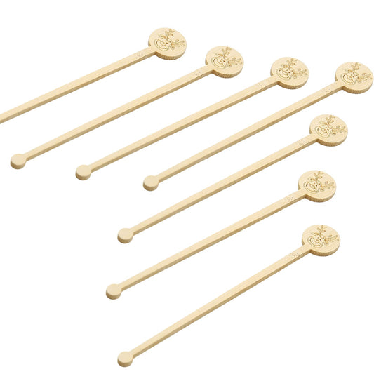 60PCS Bamboo Coffee Stirrers, 6.9 Inch Biodegradable Disposable Drink Stirrers – Christmas Elk Design for Office, Coffee Shop & Home