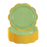 EVYIENEN 50 Pcs Sage Green Paper Plates,9 Inches Gold Foil Disposable Scalloped Paper Party Plates for Cake Dessert Halloween Fall Thanksgiving Birthday Wedding Baby Shower Party Decorations