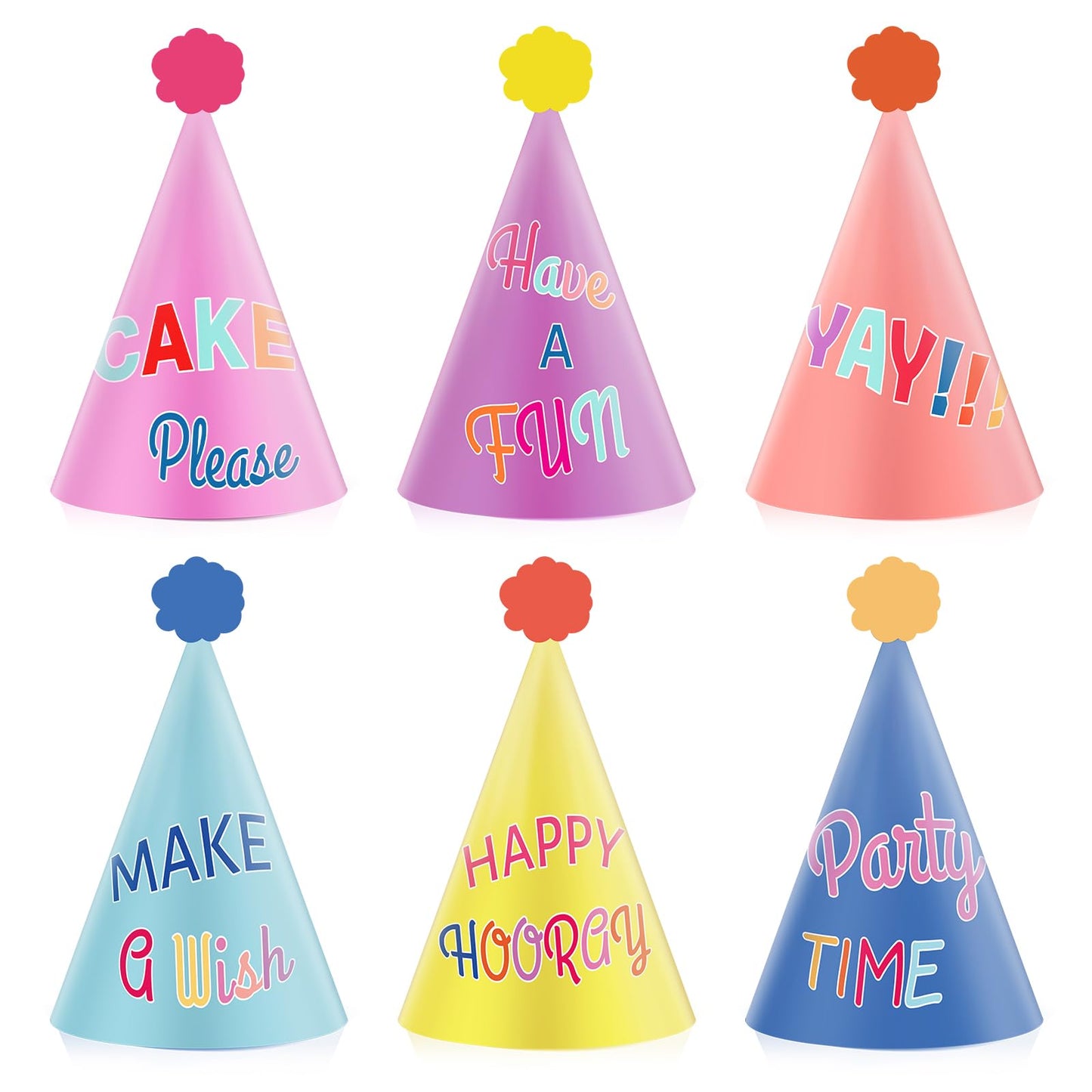 24PCS Colorful Party Hats for Happy Birthday Supplies Rainbow