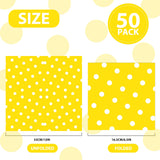 50pcs White Polka Dot Yellow Napkins, Disposable 2-Ply Cocktail & Happy Birthday Napkins, Polka Dot Party Decorations for Wedding Baby Shower Birthday Bridal Party