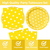 EVYIENEN 50PCS Yellow Polka Dot Paper Plates and Napkins Party Supplies, Yellow and White Party Plates and Napkins Tableware Set for Birthday Bridal & Baby Shower Wedding Party Decoration