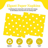 50pcs White Polka Dot Yellow Napkins, Disposable 2-Ply Cocktail & Happy Birthday Napkins, Polka Dot Party Decorations for Wedding Baby Shower Birthday Bridal Party