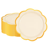 50 Pcs Yellow Scalloped Paper Plates – 9 Inch Gold Foil Party Plates for Birthdays, Weddings & Baby Showers