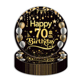 EVYIENEN 50Pcs 70th Birthday Party Paper Plates,7inch Disposable Black and Gold Dessert Party Plates Party Decorations for Men Woman 70th Happy Birthday Wedding Party Supplies