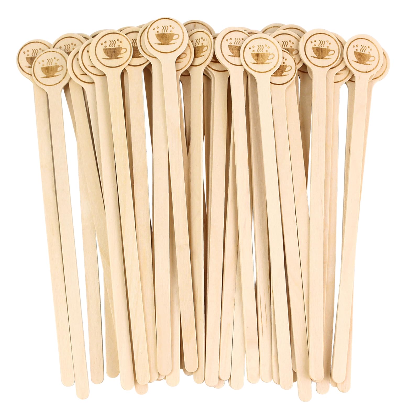 200Pcs Wooden Coffee Stirrers, 7 Inch Disposable Birch Wood Stir Sticks with Round Ends for Coffee, Cocktails, Milk and Tea