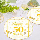EVYIENEN 50PCS 50th Happy Birthday Plates and Napkins,7 Inch Premium Wihte and Gold Birthday Dessert Cake Plates Party and Cocktail Napkin for Men and Women Table Anniversary Decoration