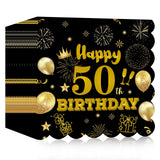 50pcs 40th Birthday Paper Napkins,13 x 13 inch Black and Gold Scalloped Dessert Cocktail Napkins Disposable Party Men Women Napkins 540th Birthday Decorations