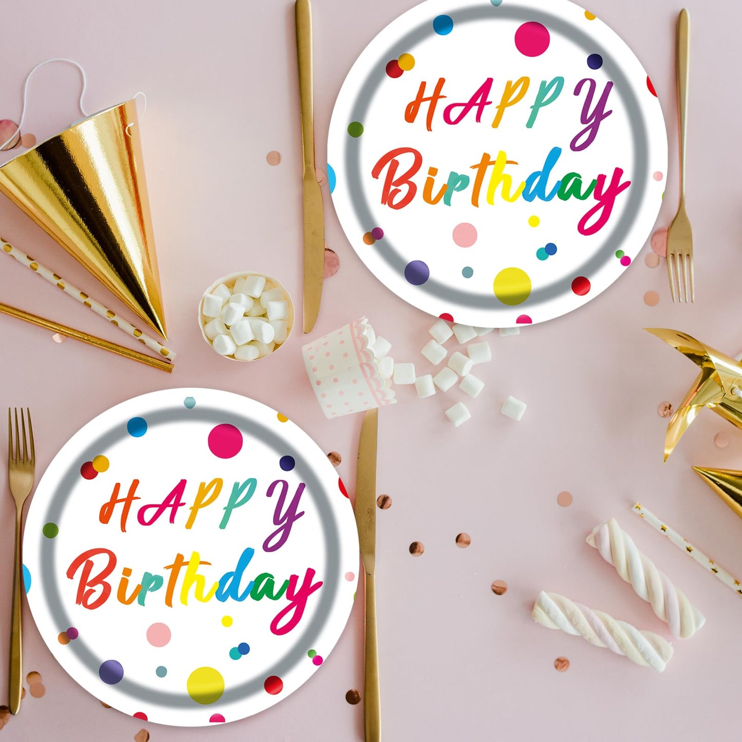 50Pcs Mother's Day Paper Plates, 7 Inch Disposable Dessert Plates for Mother's Day Party