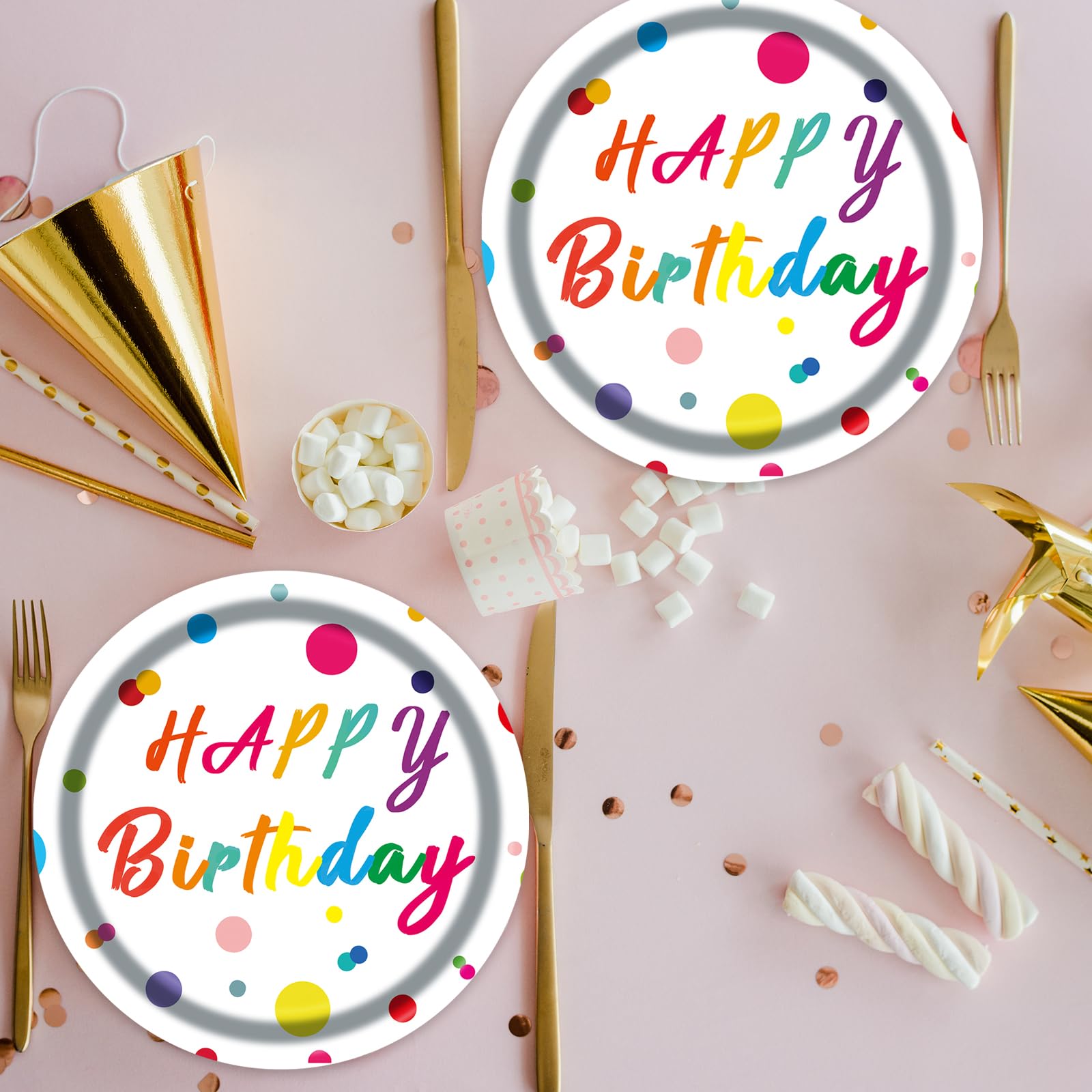 50Pcs Mother's Day Paper Plates, 7 Inch Disposable Dessert Plates for Mother's Day Party