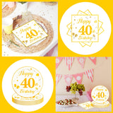 EVYIENEN 50PCS 40th Happy Birthday Plates and Napkins,7 Inch Premium Wihte and Gold Birthday Dessert Cake Plates Party and Cocktail Napkin for Men and WomenTable Anniversary Decoration
