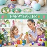 EVYIENEN 48 pcs Happy Easter Paper Plates,7Inch Dessert Plates Decorative Spring Bunny Egg Dinnerware Tableware for Easter Kids Adult Party Supplies Decorations(4 Designs)