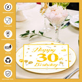 EVYIENEN 50PCS 30th Happy Birthday Plates and Napkins,7 Inch Premium Wihte and Gold Birthday Dessert Cake Plates Party and Cocktail Napkin for Men and Women Table Anniversary Decoration