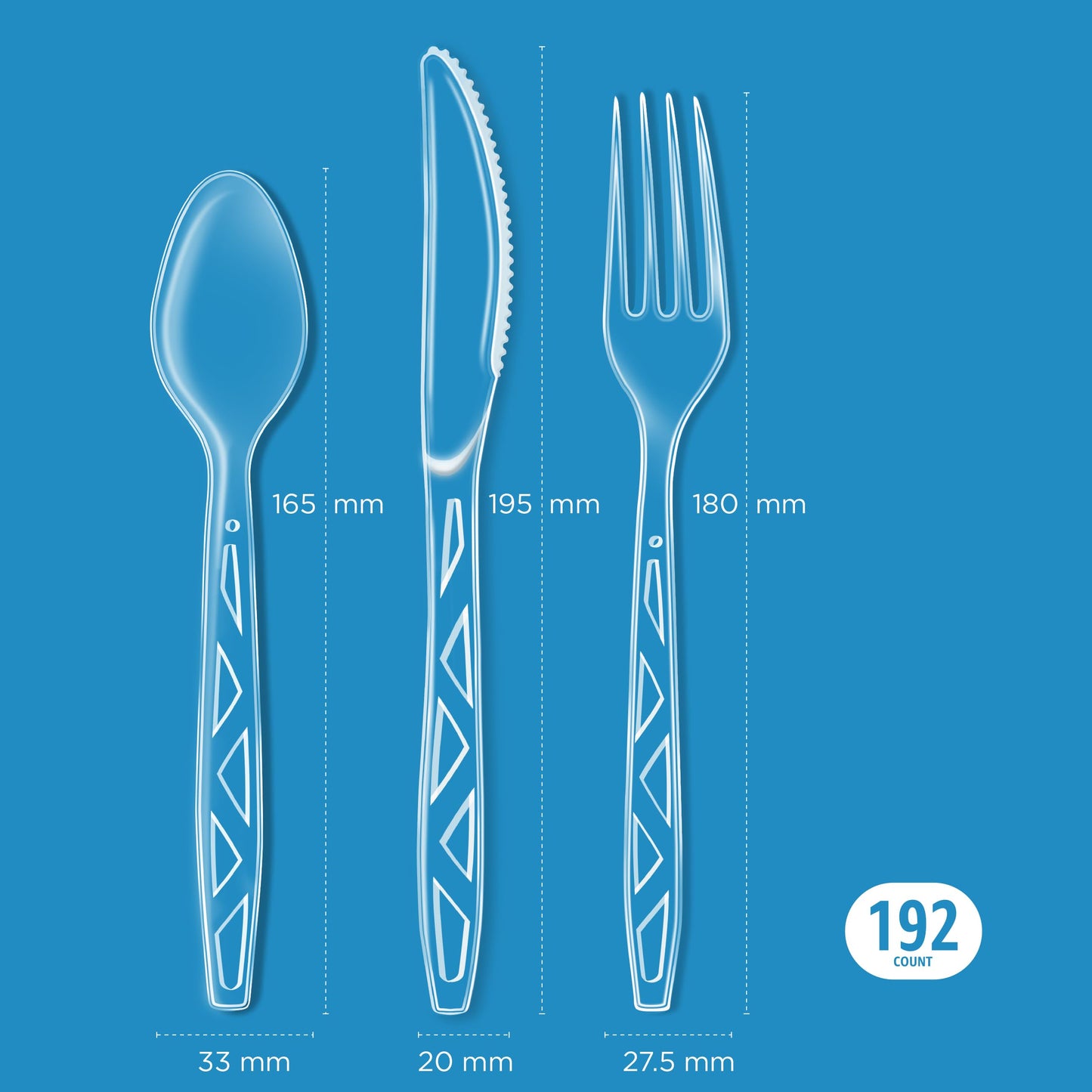 Amazon Basics Disposable Clear Plastic Cutlery Set, Premium Quality