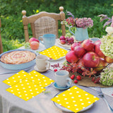 50pcs White Polka Dot Yellow Napkins, Disposable 2-Ply Cocktail & Happy Birthday Napkins, Polka Dot Party Decorations for Wedding Baby Shower Birthday Bridal Party